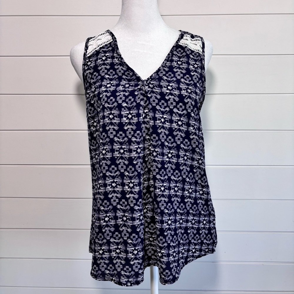Paper Moon by Stitch‎ Fix Flowy Navy Blue Tank Top Size S